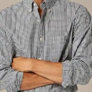J.Crew Blue Gingham Secret Wash Slim Untucked Stretch Shirt XL